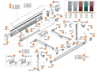 F45 L Titanium 450-550 kazettás naptető alkatrészek alul a robbantott ábrán!