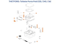 THETFORD Porta Potti 335/345/365 toalett alkatrészek alul a részletes ábrán!