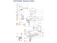 THETFORD C403 L kazettás toalett alkatrészek alul a részletes ábrán!