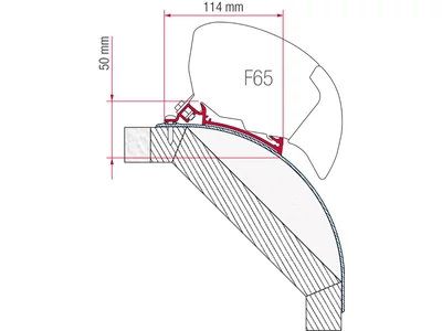 Háromrészes adapter Laika Kreos (2005-től) lakóautóra Fiamma F65S/F65L kazettás naptetőhöz