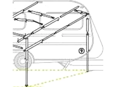Támasztóláb acélból (22 mm), 3 darabos mérete: 160-250 cm