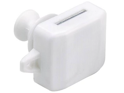 Felcsavarozható, nyomógombos ajtózár fehér színben.