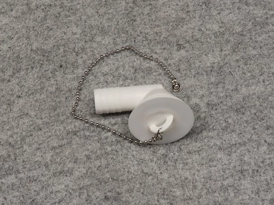 Lefolyó hajlított csonkkal, fehér színben, lánccal és dugóval