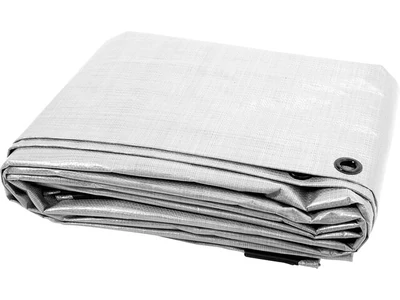 Erős, vízálló anyagból készült, földhöz rögzíthető, kifeszíthető kivitel. Megerősített műanyag a ponyva sarkain, fém befűzőkarikával, kötélzet nélkül