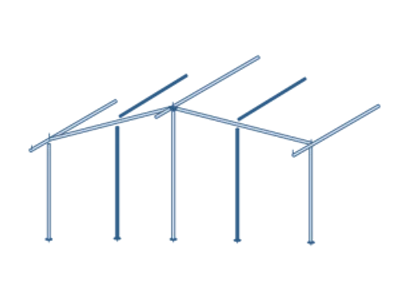 Elősátor rudazat acélból (25 mm), 3 darabos, mérete: 200-280 cm