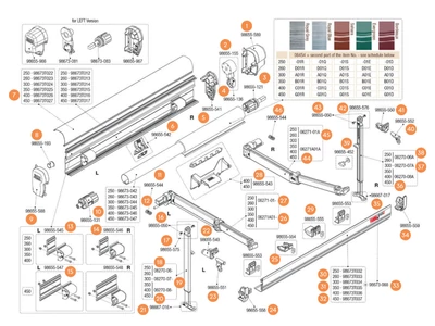 F45 Titanium 250-450 kazettás naptető alkatrészek alul a robbantott ábrán!