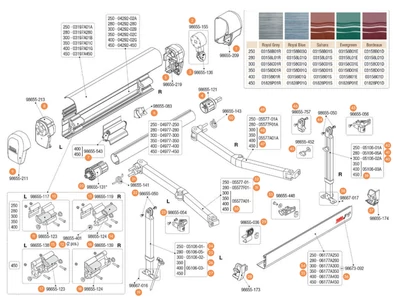 F45 Ti/F1 Titanium 250-450 kazettás naptető alkatrészek alul a robbantott ábrán!