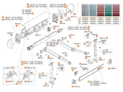 F45 iL 450-550 kazettás naptető alkatrészek alul a robbantott ábrán!