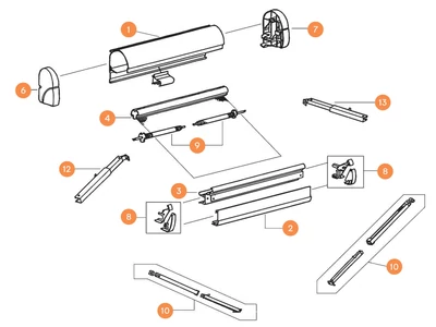 THULE Markise Omnistor 2000 alkatrészek alul a részletes ábrán!
