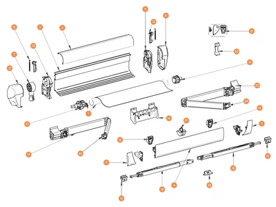 THULE Markise Omnistor 5003 alkatrészek alul a részletes ábrán!