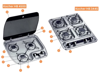 DOMETIC Tűzhely HBG 4500 alkatrészek alul a részletes ábrán!