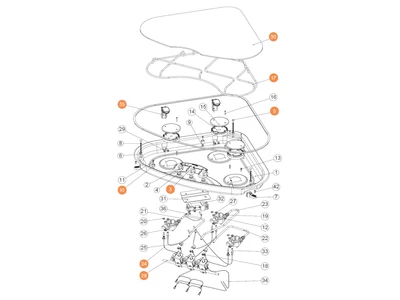 THETFORD Tűzhely általános alkatrészek alkatrészek alul a részletes ábrán!