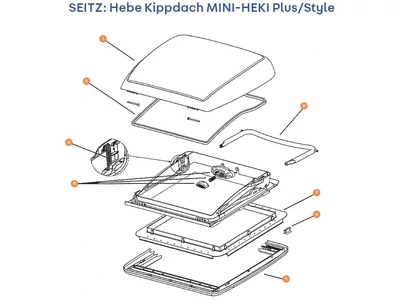 SEITZ Hebe Kippdach MINI-HEKI Plus/Style alkatrészek alul a részletes ábrán!