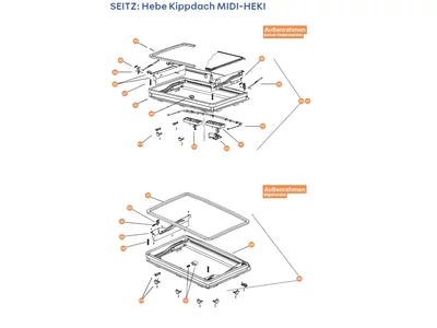 SEITZ Hebe Kippdach MIDI-HEKI alkatrészek alul a részletes ábrán!