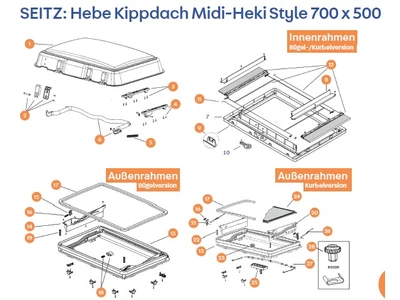 SEITZ Hebe Kippdach Midi-Heki Style 700x500 alkatrészek alul a részletes ábrán!