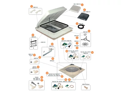 Turbo Vent tetőablak alkatrészek alul a robbantott ábrán!