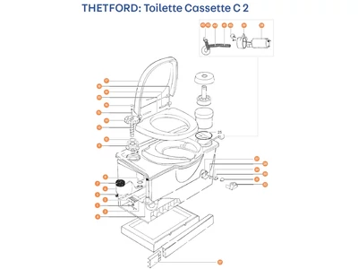 THETFORD C2 kazettás toalett alkatrészek alul a részletes ábrán!