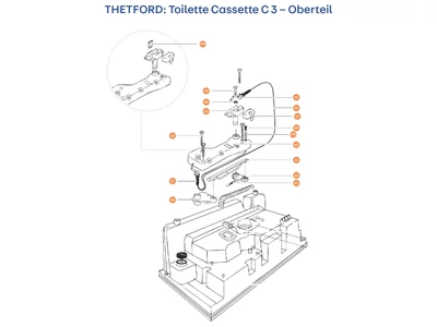 THETFORD C3 kazetta fogadó egység alkatrészek alul a részletes ábrán!