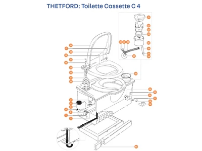 THETFORD C4 kazettás toalett alkatrészek alul a részletes ábrán!