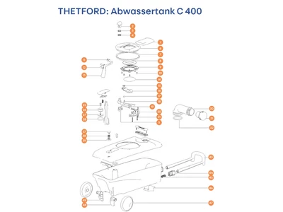 THETFORD C400 kazetta alkatrészek alul a részletes ábrán!