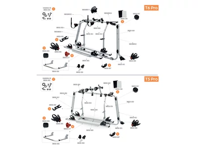 Carry Bike VW T6 Pro / VW T5 Pro alkatrészek alul a robbantott ábrán!