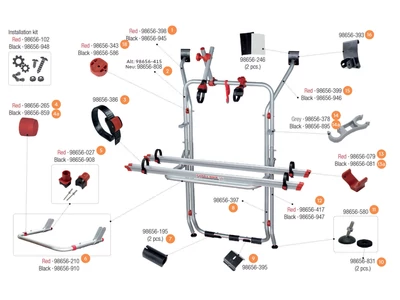 Carry Bike VW T5 alkatrészek alul a robbantott ábrán!