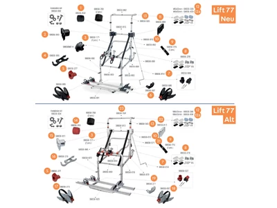 Carry Bike Lift 77 E-Bike alkatrészek alul a robbantott ábrán!