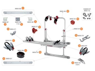 Carry Bike 200 DJ MB Sprinter / VW Crafter alkatrészek alul a robbantott ábrán!