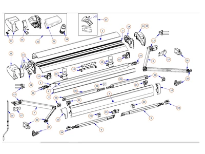 THULE Markise Omnistor 6300 alkatrészek alul a részletes ábrán!