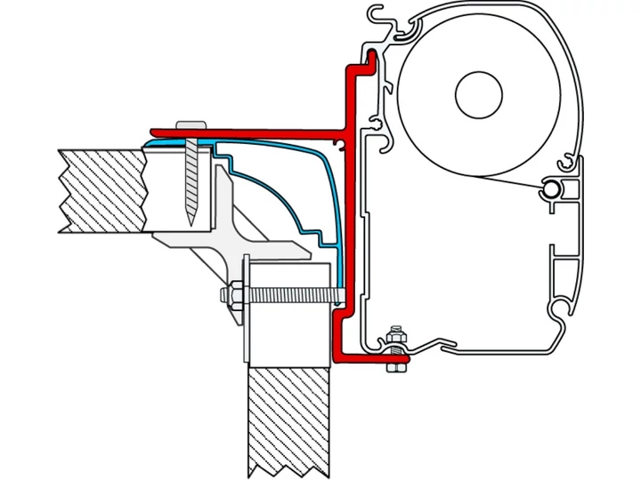 Négyrészes adapter Bürstner/Laika Ecovip/Hobby lakóautóra Fiamma F45S/F45L kazettás naptetőhöz