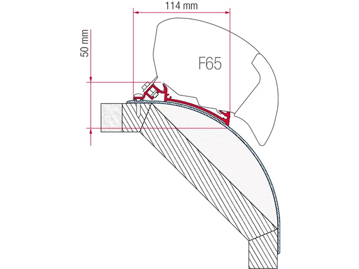 (M9910379) Háromrészes adapter Laika Kreos (2005-től) lakóautóra Fiamma F65S/F65L kazettás naptetőhöz