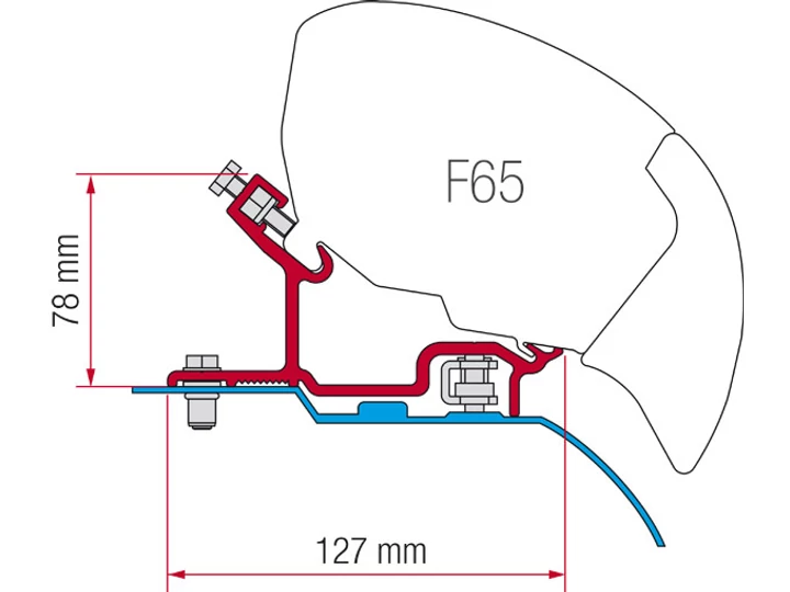 (M9910857) Háromrészes adapter Ducato H3 / Jumper H3 / Boxer H3 (2006 évjárattól) Fiamma F65S/F65L kazettás naptetőhöz