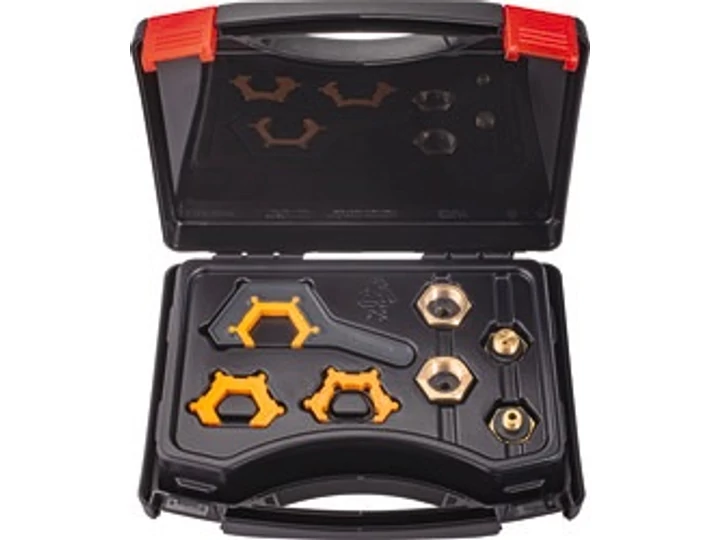 Gázpalack adapter és gázkulcs készlet bőröndben Gázpalack adapter és gázkulcs készlet bőröndben