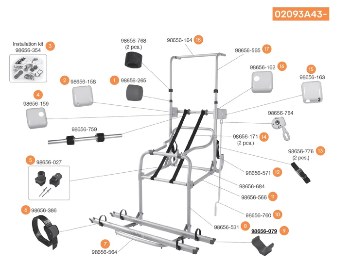 Carry Bike Lift 77 alkatrészek alul a robbantott ábrán!