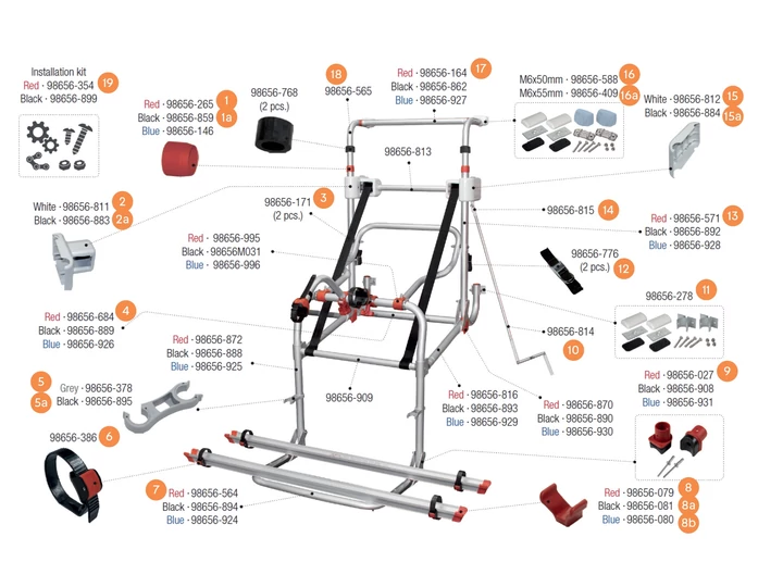 Carry Bike Lift új alkatrészek alul a robbantott ábrán!