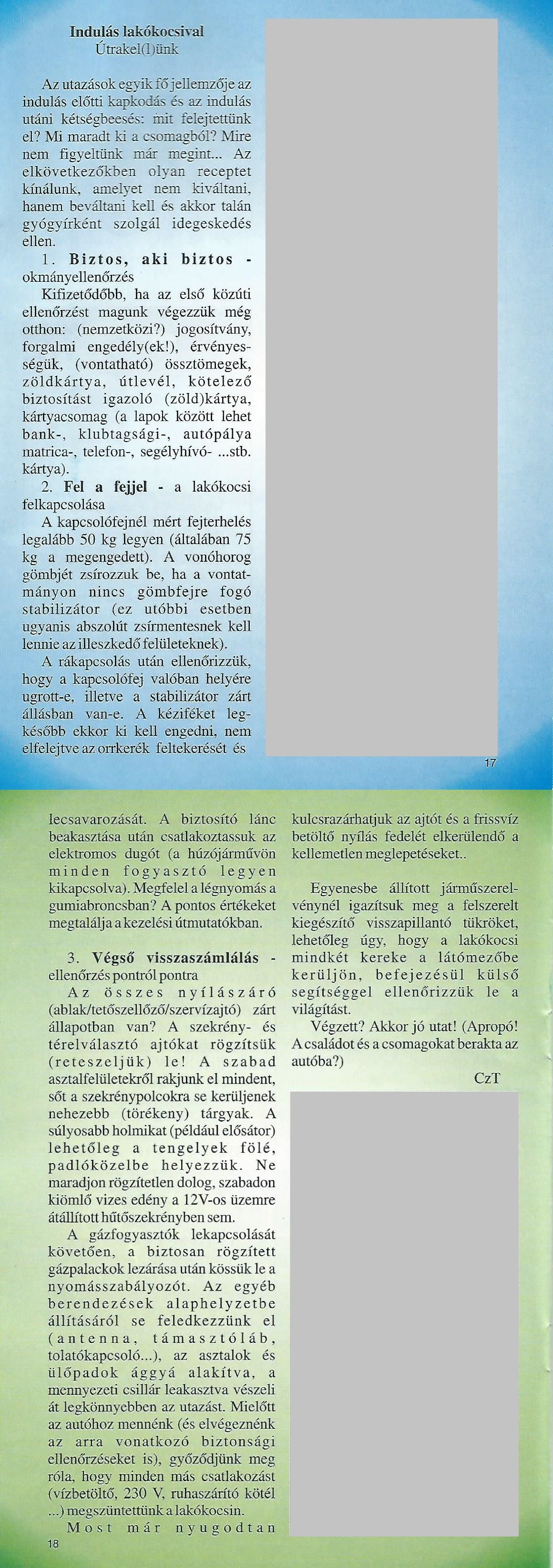 Karavándor magazin 2000 1. szám - Indulás lakókocsival