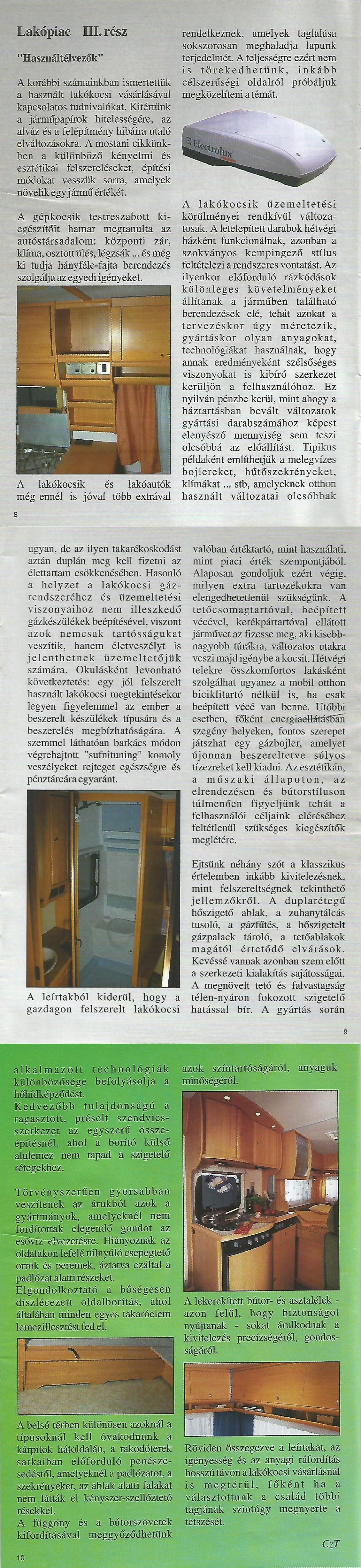 Karavándor magazin 2001. Tavasz, Útmutató használt lakókocsi vásárláshoz