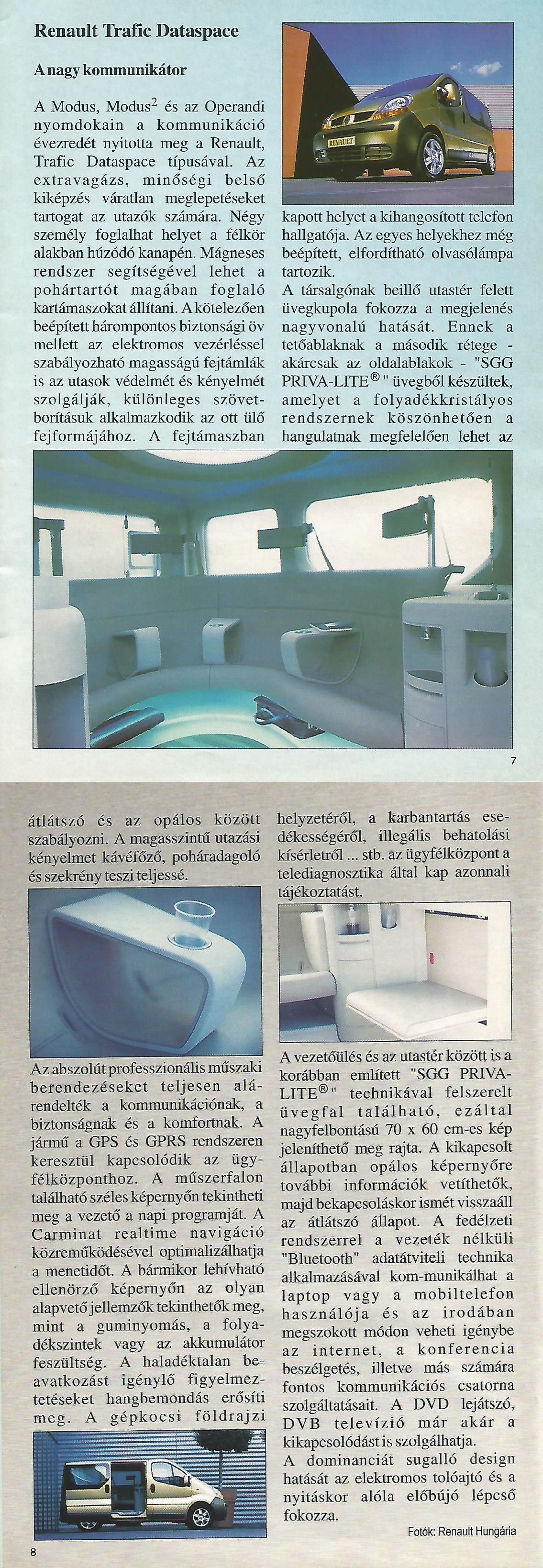 Hírek Karavándor magazin 2001. Ősz, Renault Trafic Dataspace