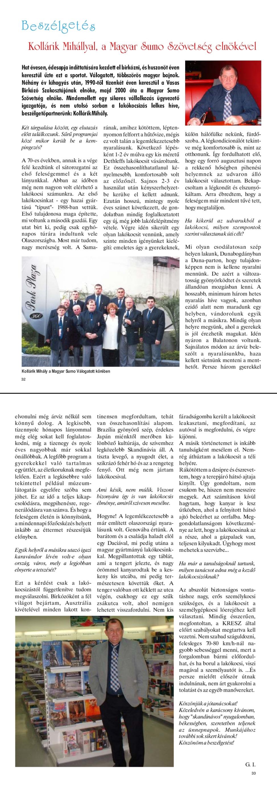 Karavándor magazin 2002. Tél, Beszélgetés Kollarik Mihállyal