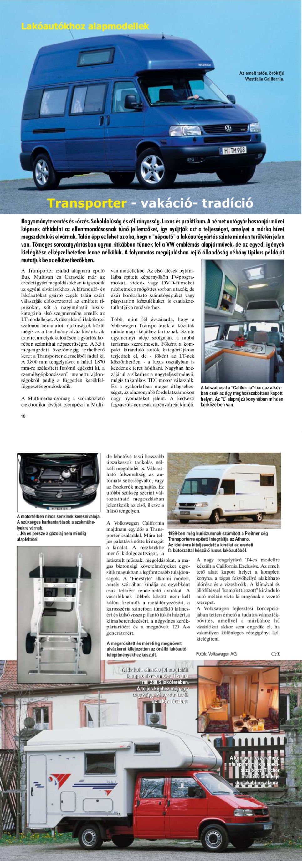 Karavándor magazin 2002. Tél, Lakóautóhoz alapmodellek - Transporter