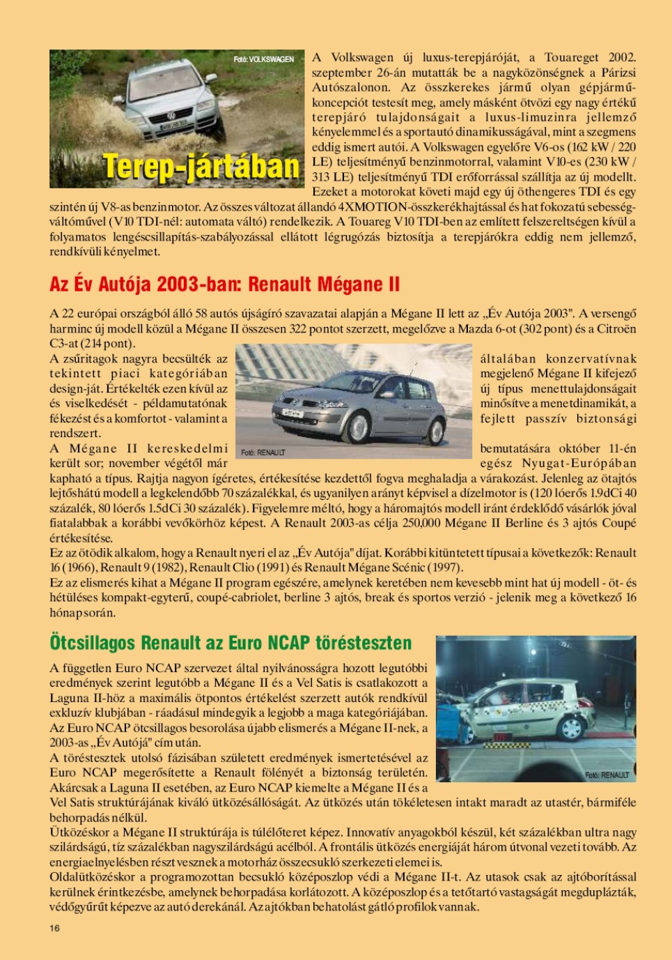 Karavándor magazin 2002. Tél, Az év autója 2003-ban: Renault Mégane II