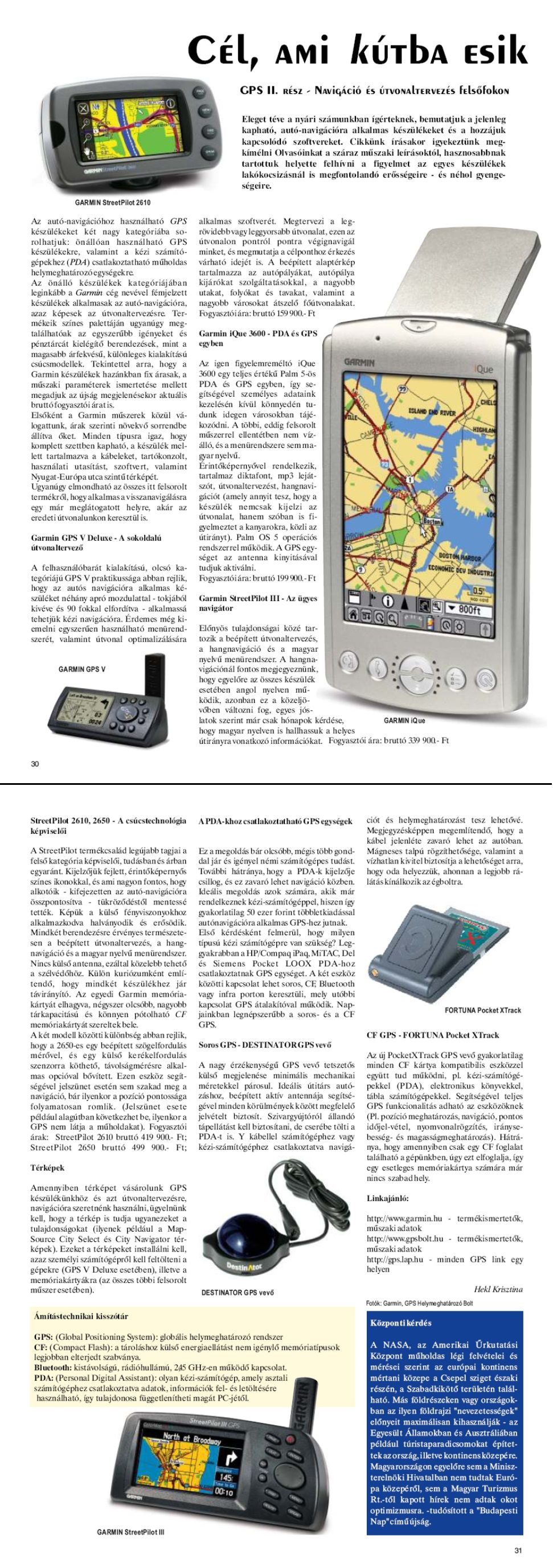 Karavándor magazin 2003. Tél, Ámítástechnika - GPS - Cél, ami kútba esik