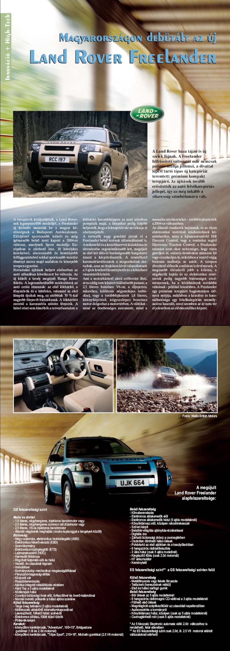 Karavándor magazin 2003. Tél, Az új Land Rover Freelander