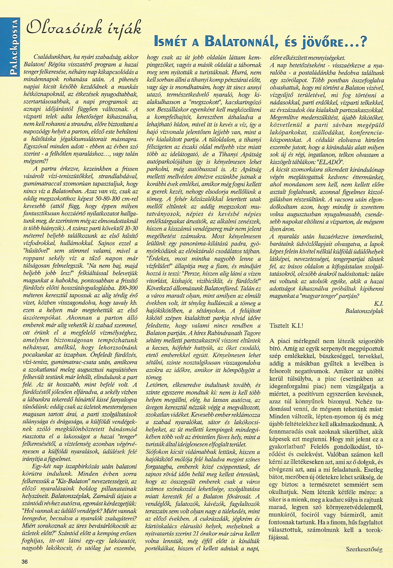 Karavándor magazin 2003. Ősz, Olvasóink írják
