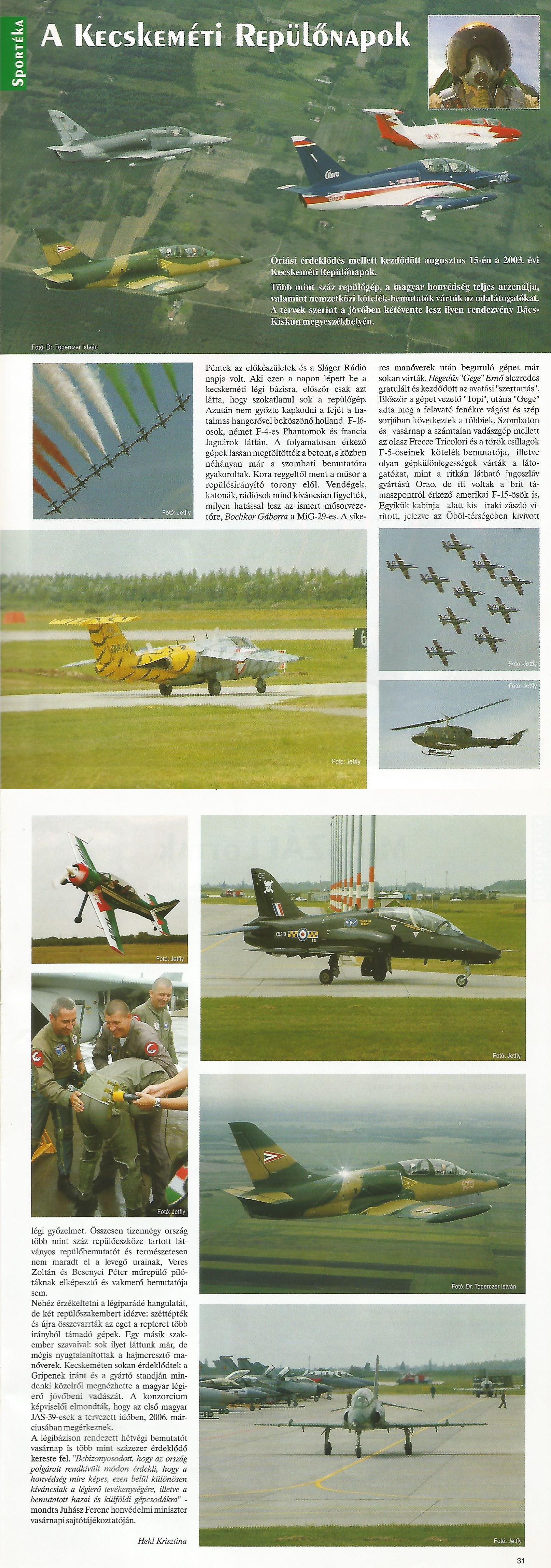 Karavándor magazin 2003. Ősz, Sportéka - A Kecskeméti Repülőnapok