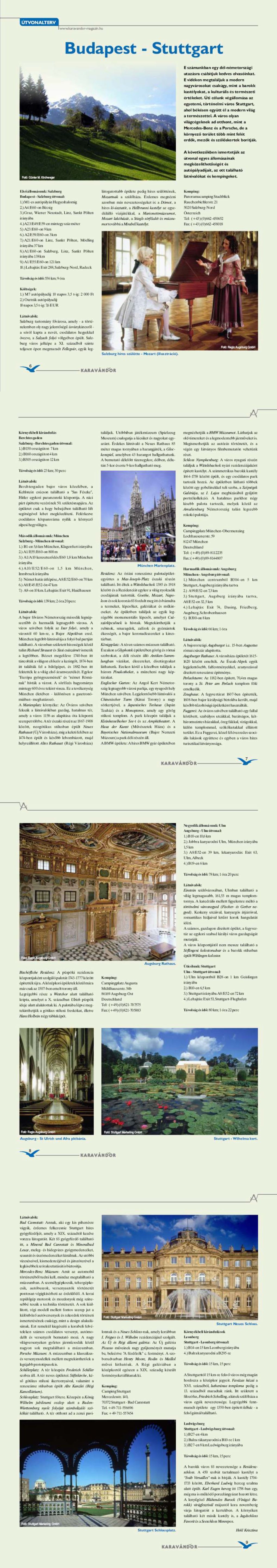 Karavándor magazin 2004/ 2. szám, Útvonalterv - Budapest-Stuttgart