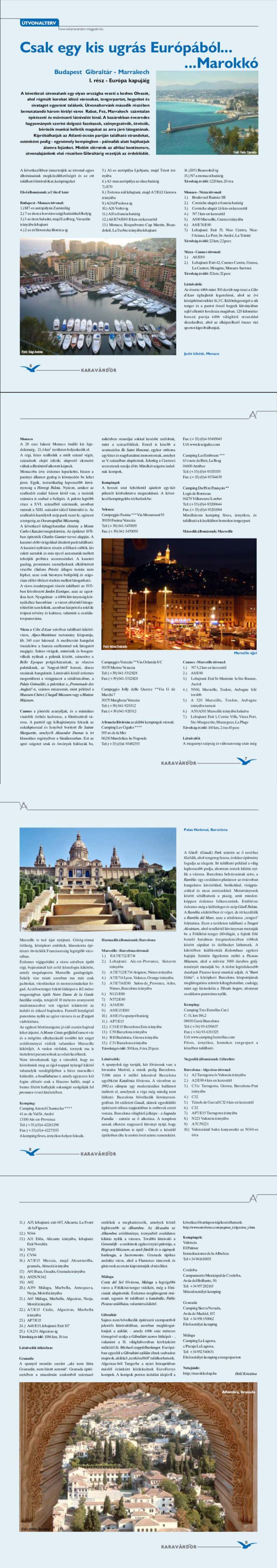 Karavándor magazin 2004/ 4. szám, Útvonalterv - Budapest-Marokkó