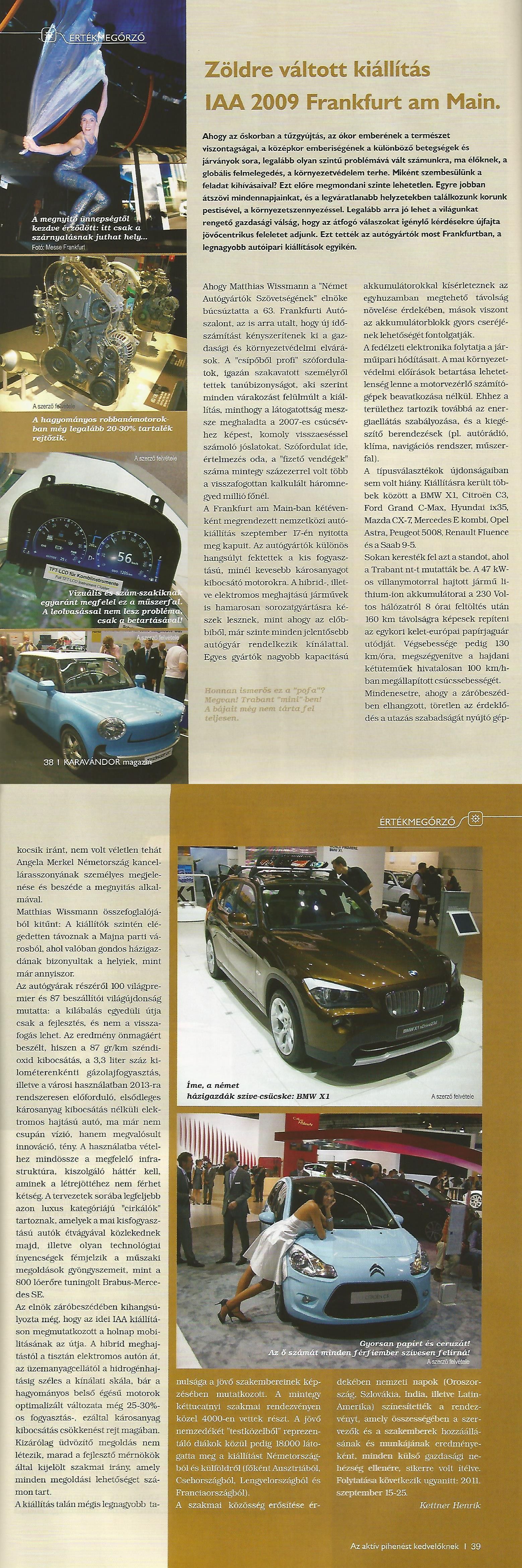Értékmegőrző - Zöldre váltott kiállítás: IAA 2009 Frankfurt am Main