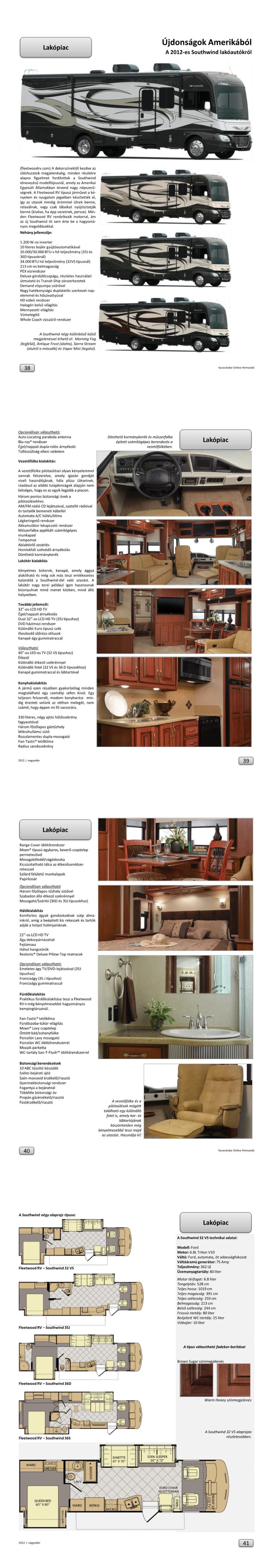 Lakópiac - Újdonságok Amerikából: A 2012-es Southwind lakóautókról