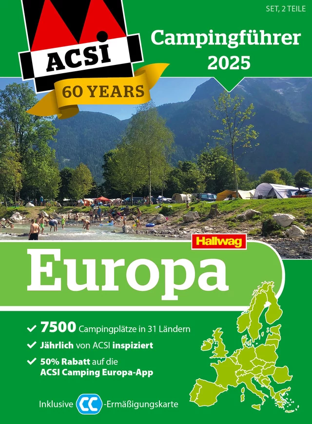 ACSI Kemping Kalauz és CampingCard Európa 2025 - németül